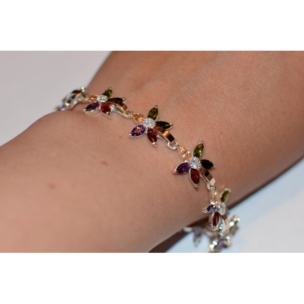 Серебряный браслет с напайками из золота (Бр3)