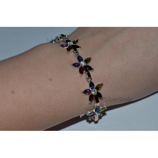 Серебряный браслет с напайками из золота (Бр3)