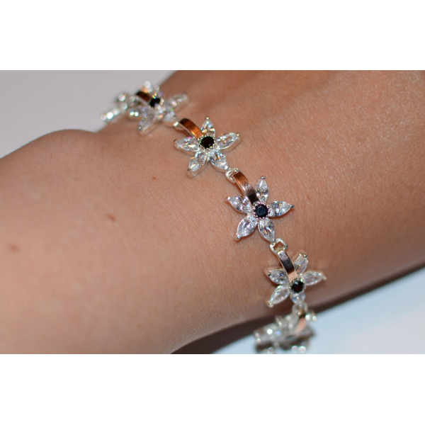 Серебряный браслет с напайками из золота (Бр3)