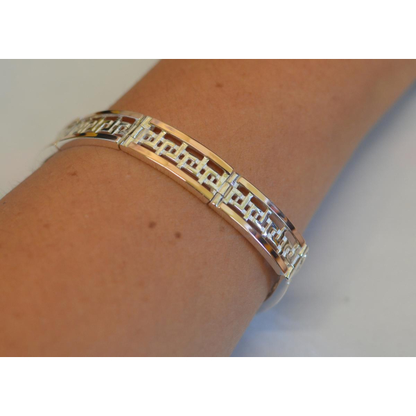 Серебряный браслет с пластинами из золота (Бр4)