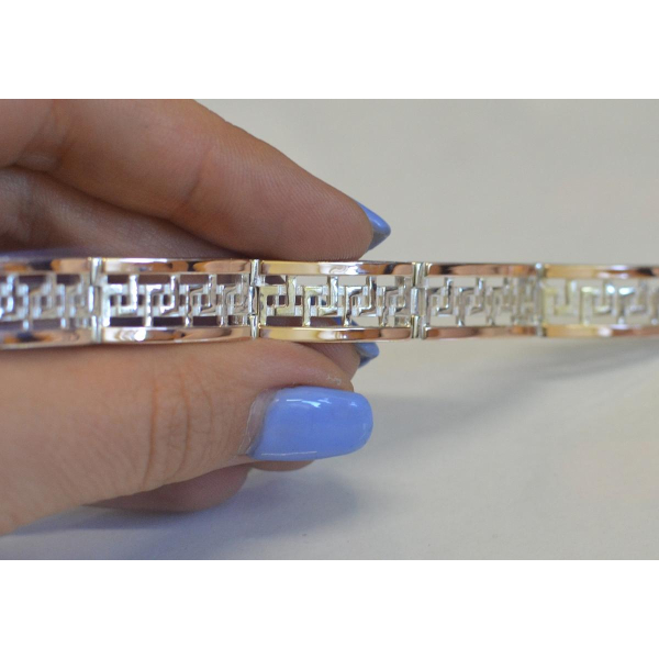 Серебряный браслет с пластинами из золота (Бр4)