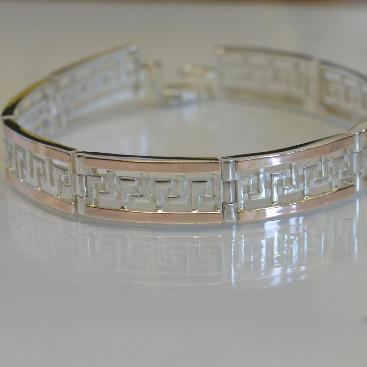 Серебряный браслет с пластинами из золота (Бр4)