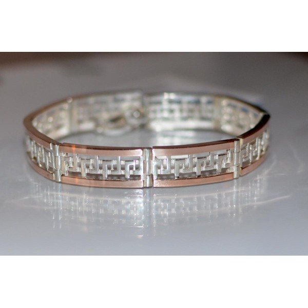 Серебряный браслет с пластинами из золота (Бр4)