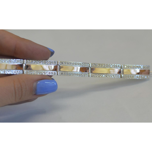 Серебряный браслет с пластинами из золота (Бр5)