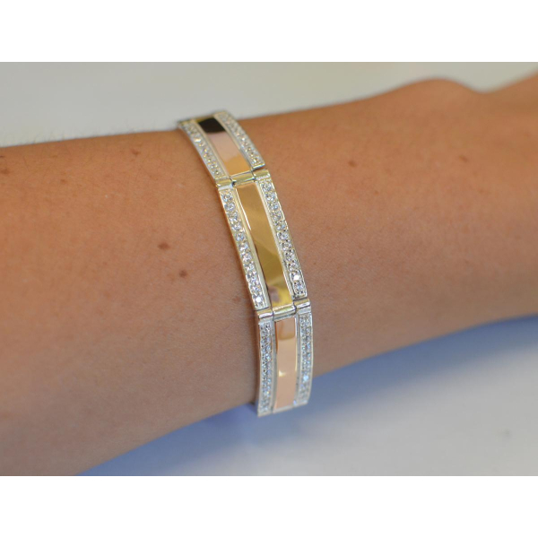 Серебряный браслет с пластинами из золота (Бр5)