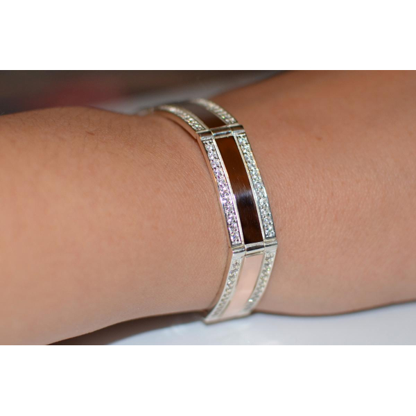 Серебряный браслет с пластинами из золота (Бр5)