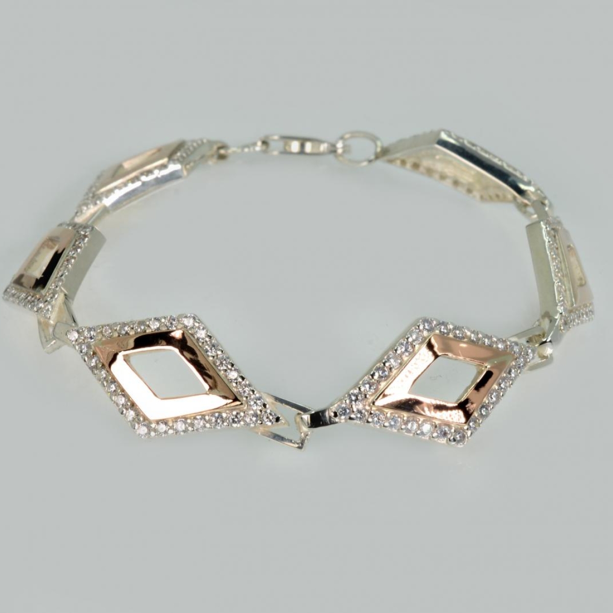 Серебряный браслет с напайками из золота (Бр6)