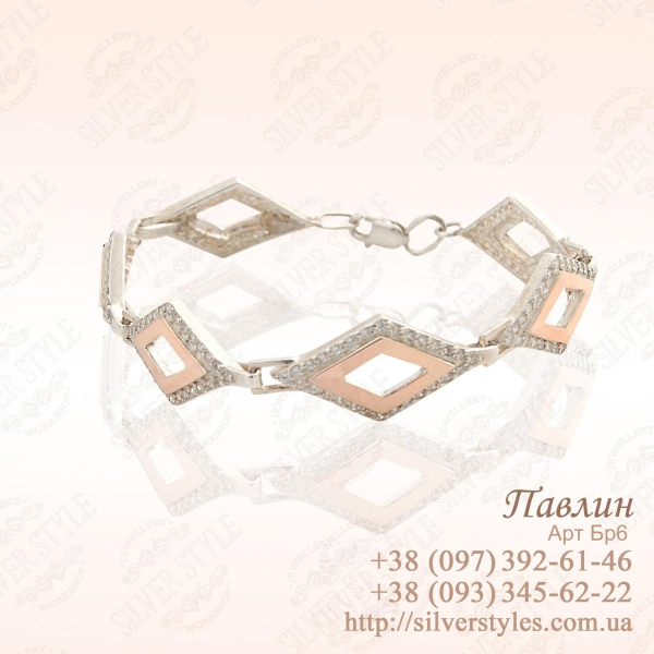Серебряный браслет с напайками из золота (Бр6)