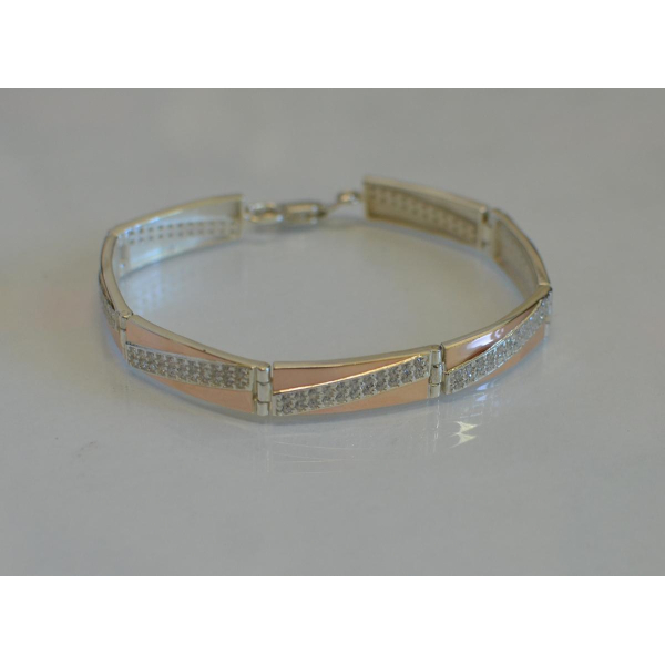 Серебряный браслет со вставками из золота (Бр7)