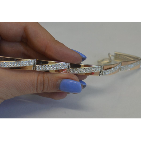 Серебряный браслет со вставками из золота (Бр7)