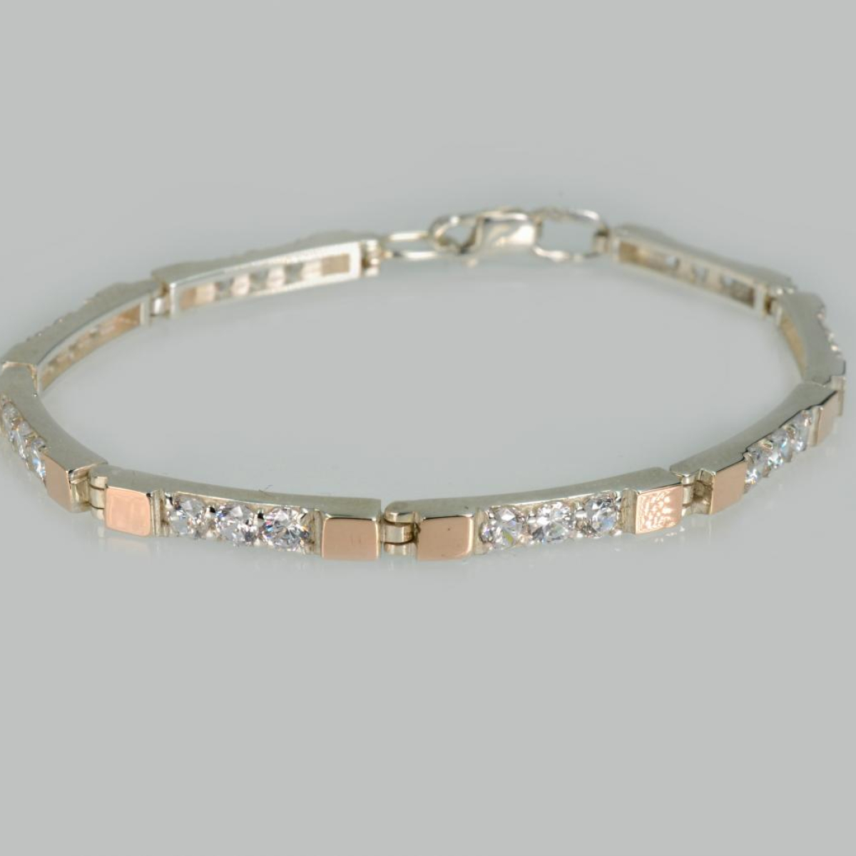 Серебряный браслет со вставками из золота (Бр8)