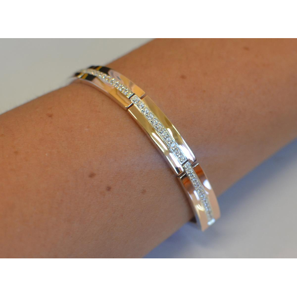 Серебряный браслет с накладками из золота (Бр9)