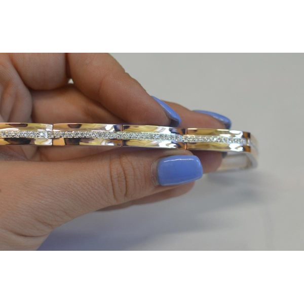 Серебряный браслет с накладками из золота (Бр9)