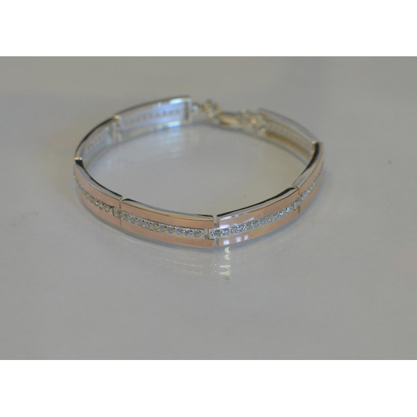 Серебряный браслет с накладками из золота (Бр9)