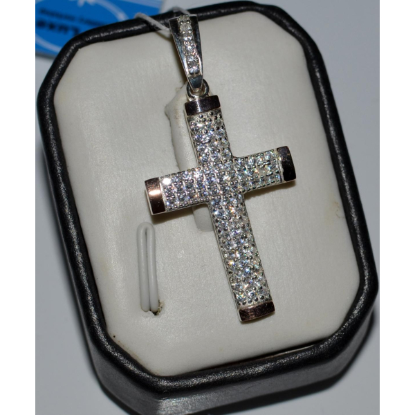 Серебряный крестик с золотыми пластинами (к-1)