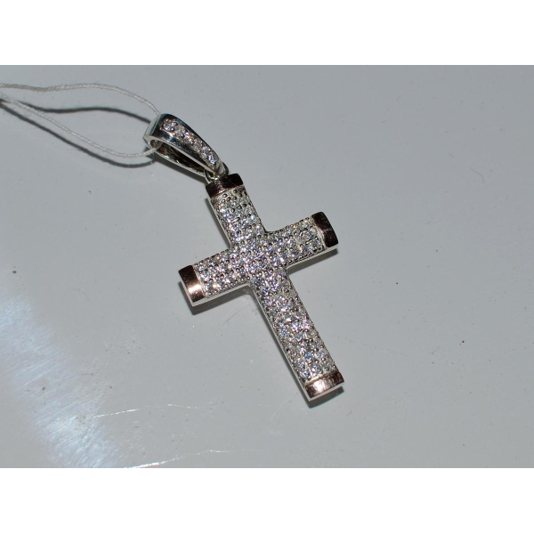 Серебряный крестик с золотыми пластинами (к-1)