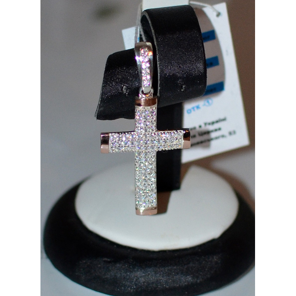 Серебряный крестик с золотыми пластинами (к-1)