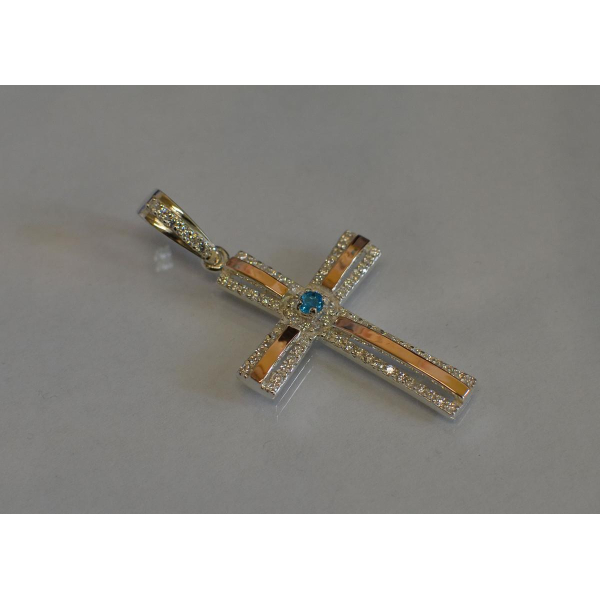 Серебряный крестик с напайками из золота (к-4)