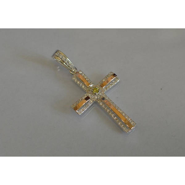 Серебряный крестик с напайками из золота (к-4)