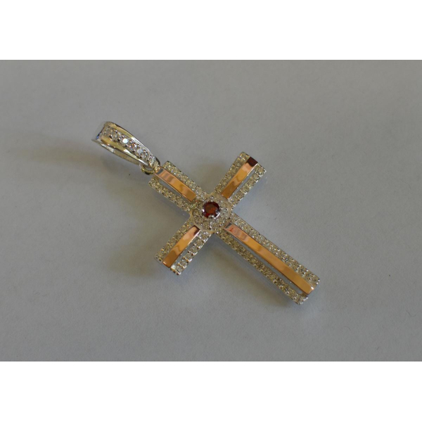 Серебряный крестик с напайками из золота (к-4)
