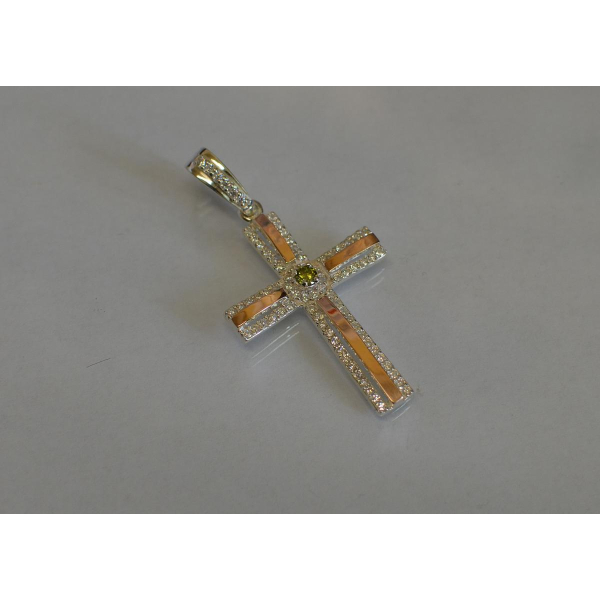 Серебряный крестик с напайками из золота (к-4)