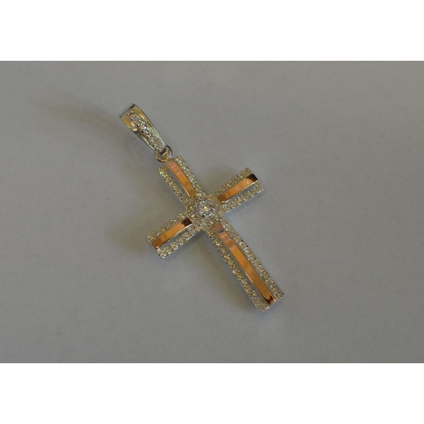Серебряный крестик с напайками из золота (к-4)