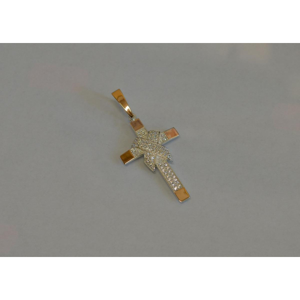 Мужской крест серебро с золотом (к-6)