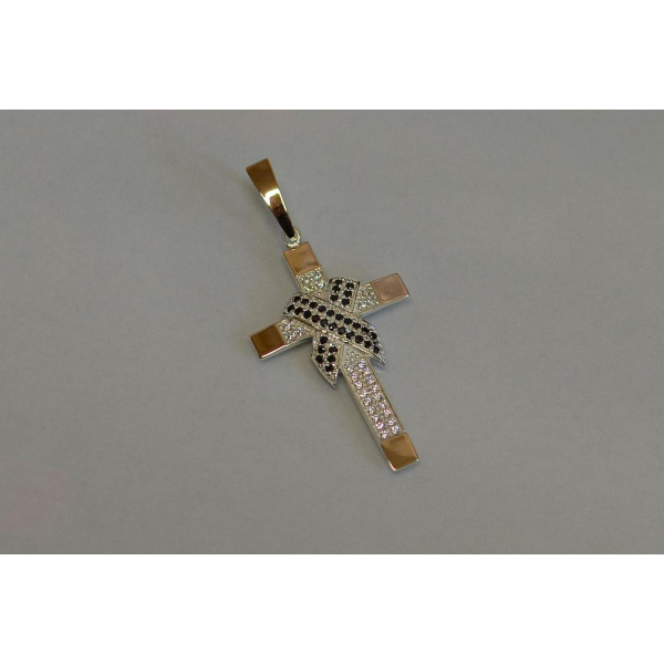 Мужской крест серебро с золотом (к-6)