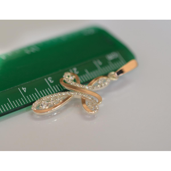 Серебряный крестик с золотыми вставками (К-9)