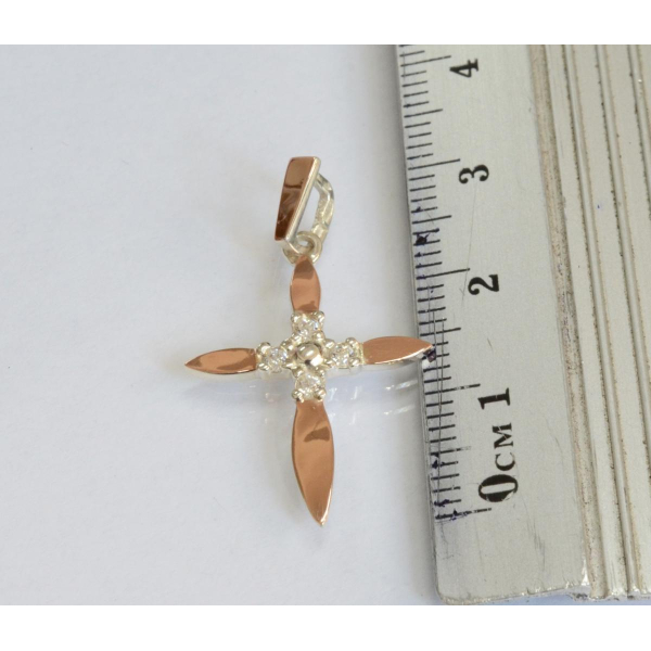 Крестик из серебра с золотом (к13)