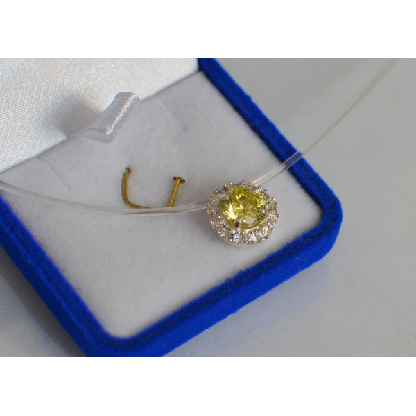 Серебряная подвеска на леске (Круг в камнях)