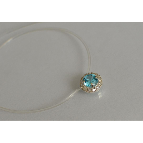 Серебряная подвеска на леске (Круг в камнях)