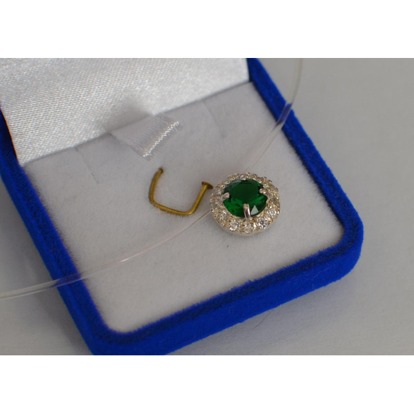 Серебряная подвеска на леске (Круг в камнях)