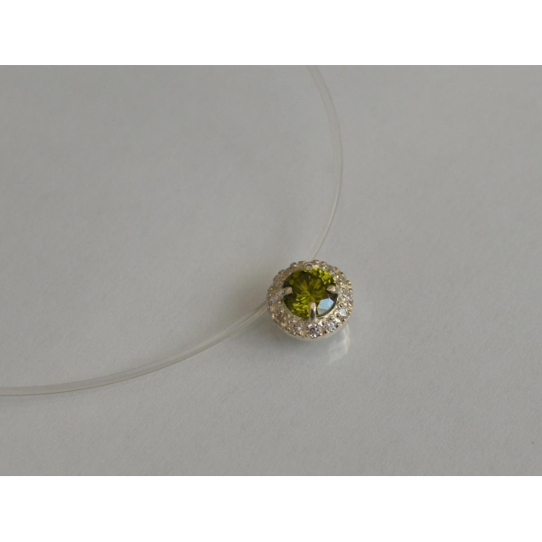 Серебряная подвеска на леске (Круг в камнях)