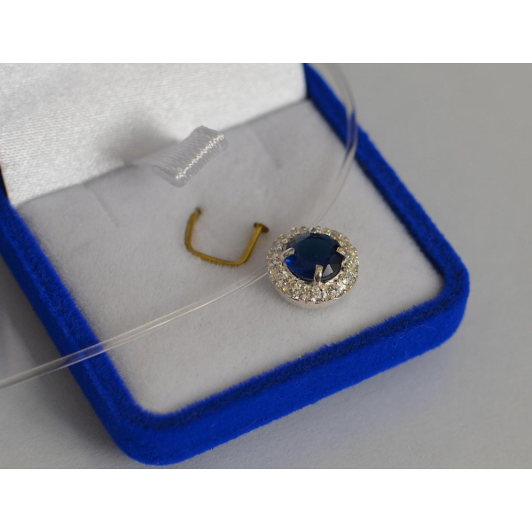 Серебряная подвеска на леске (Круг в камнях)