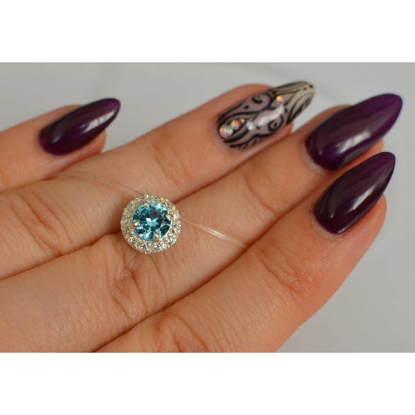 Серебряная подвеска на леске (Круг в камнях)