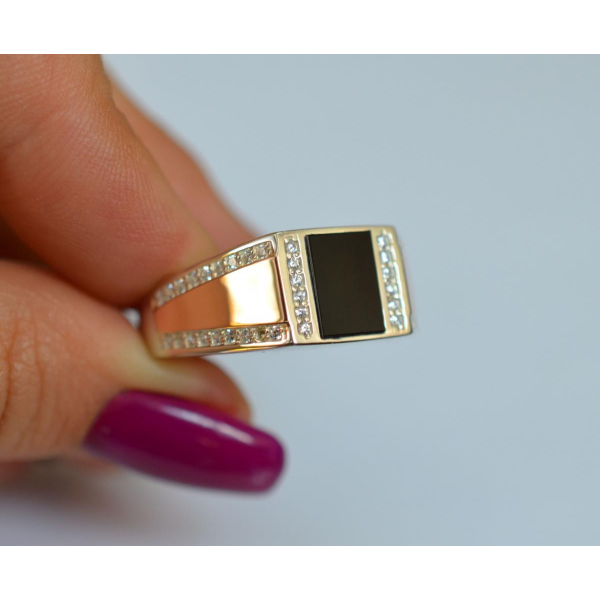 Серебряная печатка с золотыми вставками (М10)