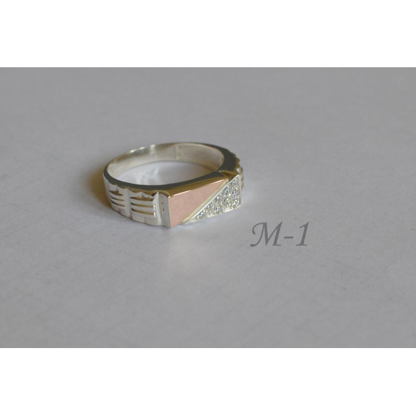 Серебряная печатка с пластинами из золота (М 1)