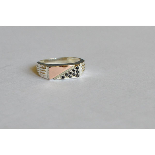 Серебряная печатка с пластинами из золота (М 1)