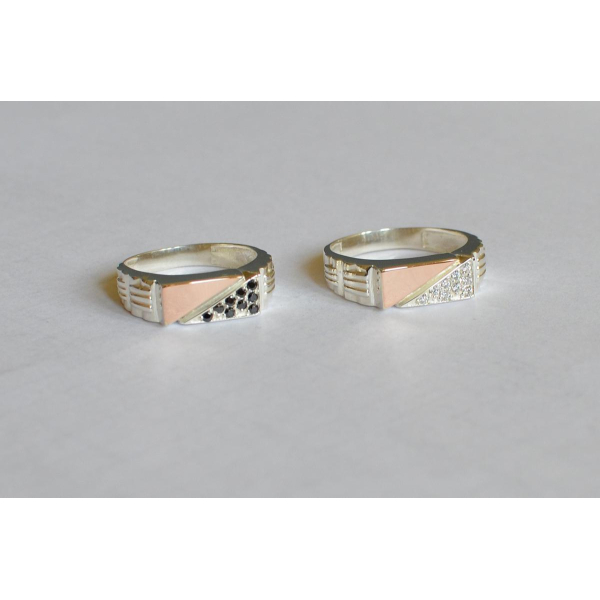 Серебряная печатка с пластинами из золота (М 1)