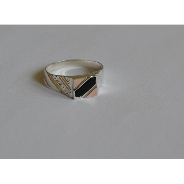 Серебряная печатка с золотыми вставками (М 2)