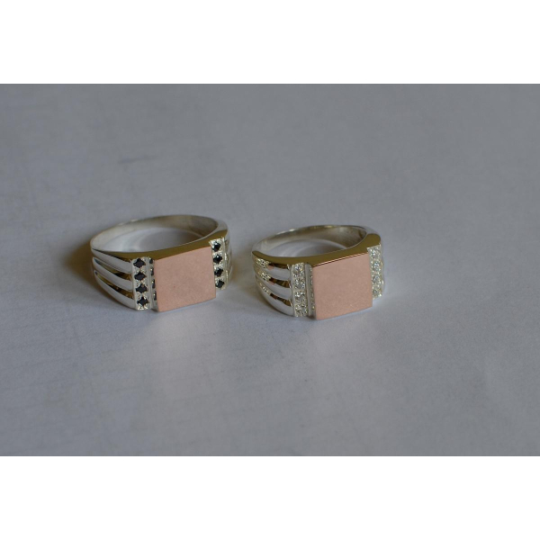 Серебряная печатка с золотыми пластинами (М 3)