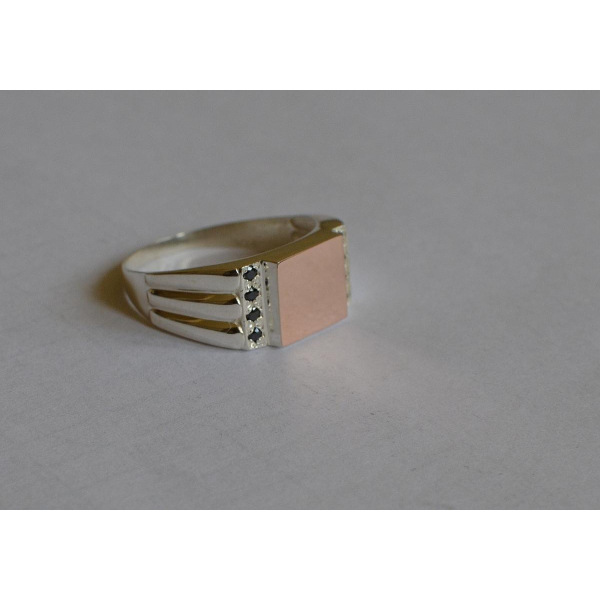 Серебряная печатка с золотыми пластинами (М 3)