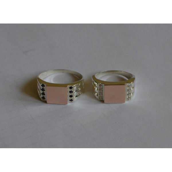 Серебряная печатка с золотыми пластинами (М 3)