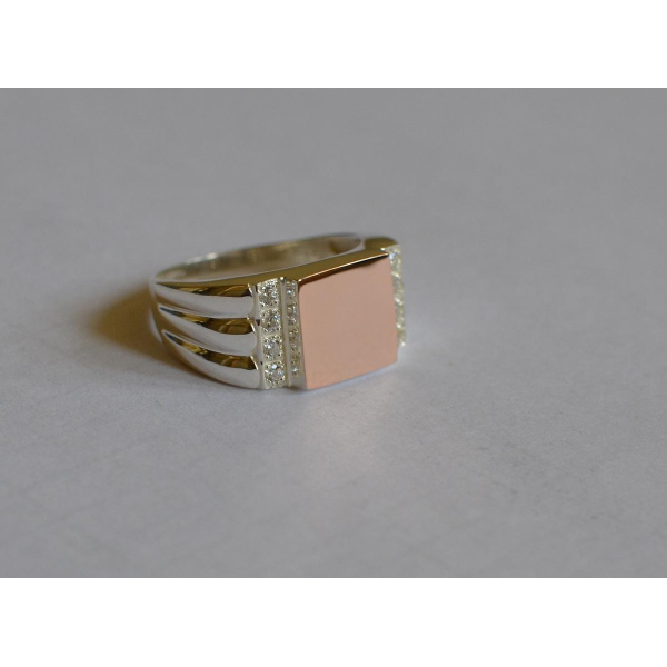 Серебряная печатка с золотыми пластинами (М 3)