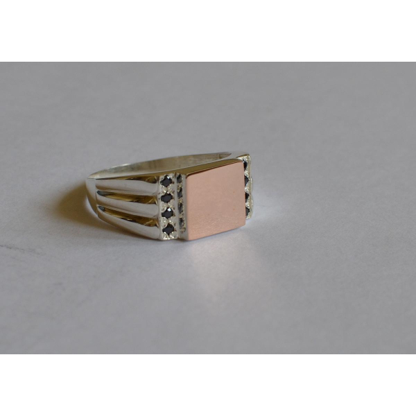 Серебряная печатка с золотыми пластинами (М 3)