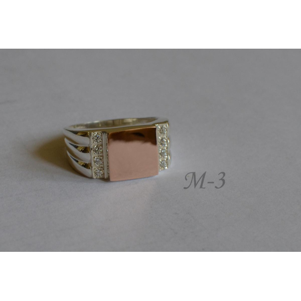 Серебряная печатка с золотыми пластинами (М 3)