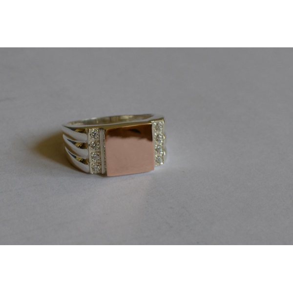 Серебряная печатка с золотыми пластинами (М 3)