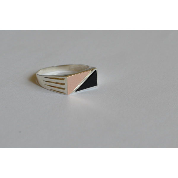 Серебряная печатка с золотыми накладками (М 5)