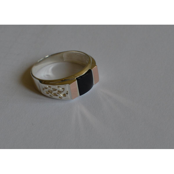 Серебряная печатка с золотыми вставками (М 7)